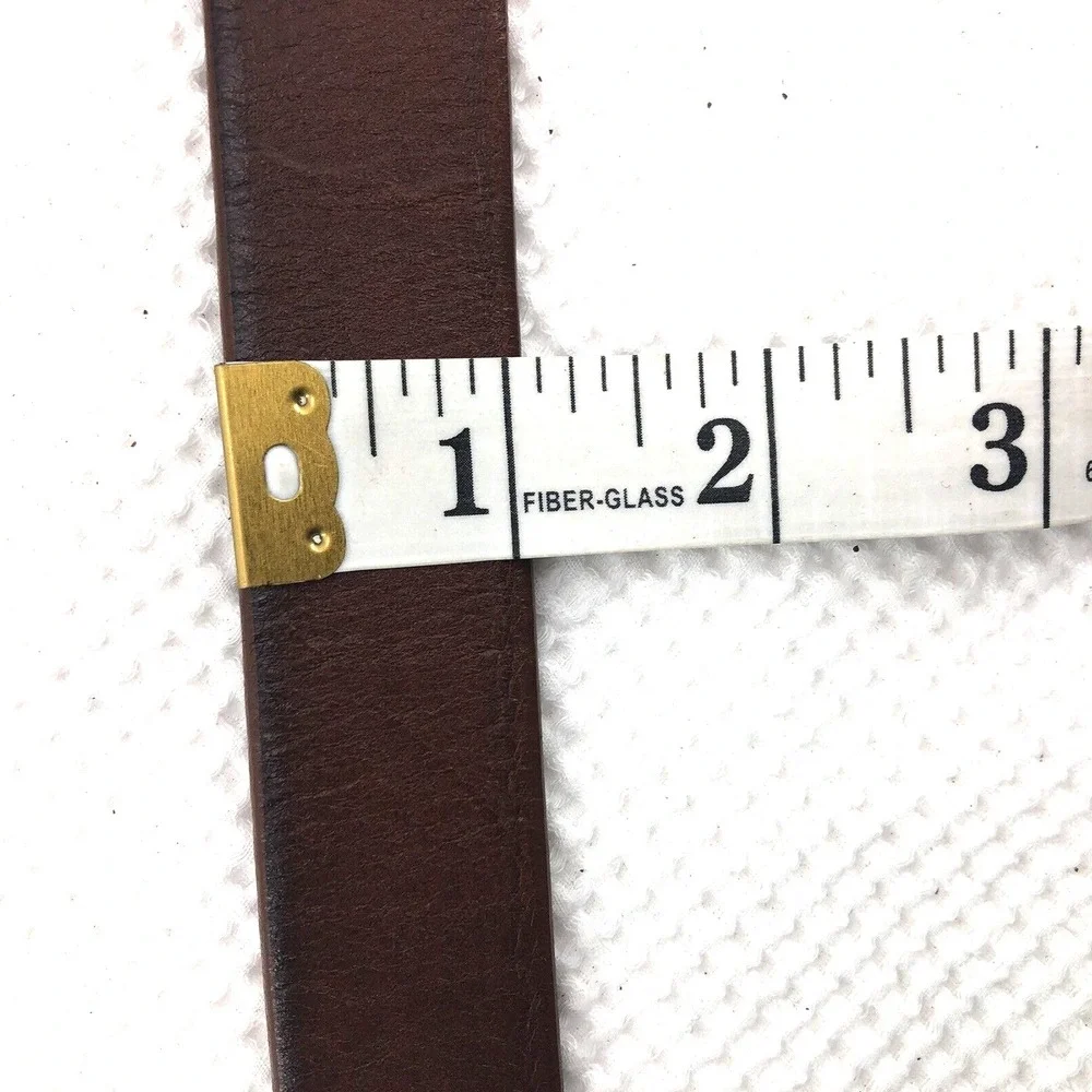 Cindilo Belt Men's 40 Brown‎ Leather Silver Tone Polished buckle